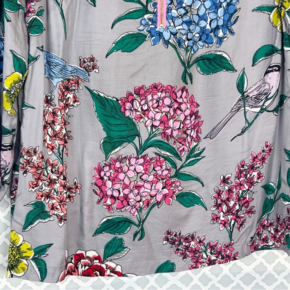 EUC Boden Botanical Bird Print Silk Blend Blouse - Picture 7 of 9